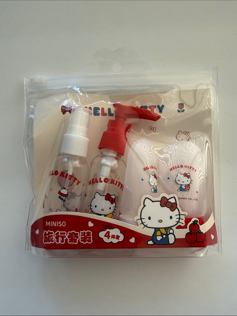 Hello Kitty Clear Travel Bottle Set - Red & White Accents